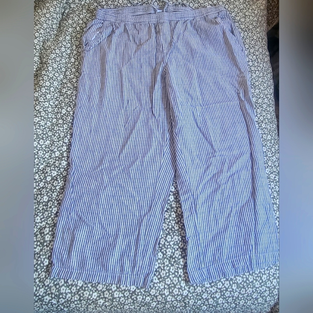 Old Navy black and white linen wide leg pant Size XXL